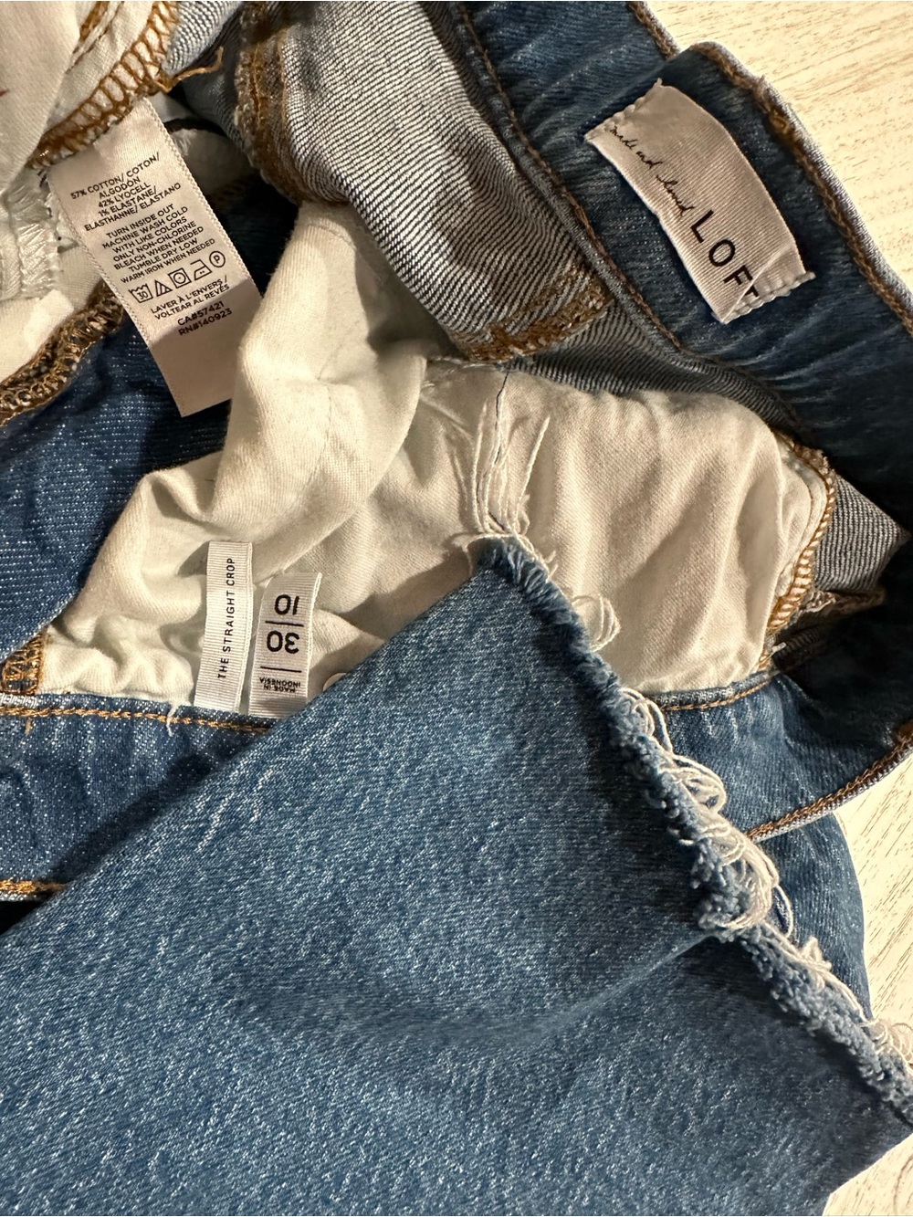 LOFT The Straight Crop Dark Blue Washed Jeans - Picture 4 of 5